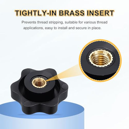 HARFINGTON Star Knob M4 Female Thread 25mm Head Brass Insert Black 3pcs - color: Black, size: M4 x 25mm