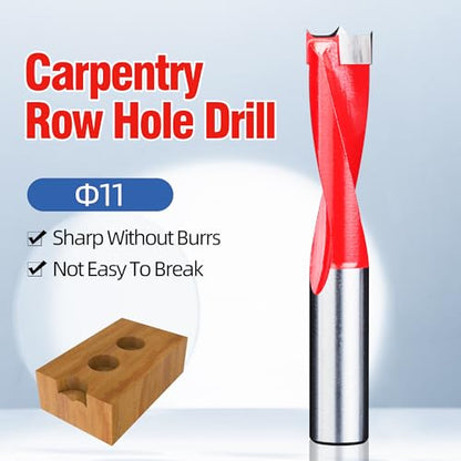 HUHAO 11mm Carbide Tipped Brad Point Boring Bit, Left Hand Dowel Drill Bits - size: 11mm Dia x 70mm Long x 10mm Shank L