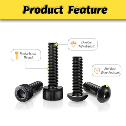 1580PCS M4 Hex Socket Cap Head & Button Head Screws and Nuts Kit - size: M4 1580Pcs 6-40mm