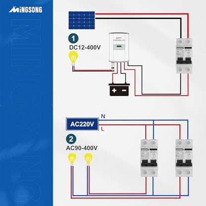 DC Solar Panels Disconnect Switch 10 Amp Solar Shut Off Switch 12V-400V 2 Poles Small Miniature Circuit Breaker for PV Homes, AC 110V DIN Rail MCB - style: 10A