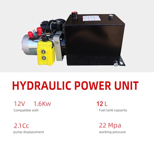 12 Quart Single Acting Hydraulic Pump Hydraulic Power Units 12V DC Hydraulic Pump SAE #6 Connector for Dump Trailer Car Lifting - size: TD-S-YYDLDY-12L