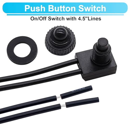 TWTADE 5PCS Waterproof RV Push Button Switch 12V ON/Off SPST Switch for Motorcycle/Auto Car Bathroom Fan with 4.5''Lines KP-107-5PCS - size: 5PCS