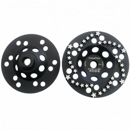 Diamond Grinding Cup Wheel for Concrete & Masonry, 36 Aggressive Star Segments, 5 Inch 5/8"-11 Thread, 30 Grit - style: 5"