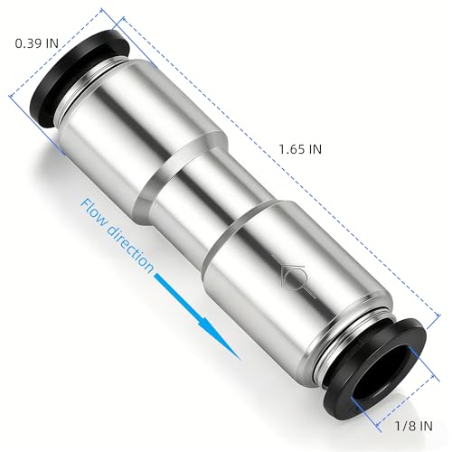 Pneumatic Push to Connect Fitting Check Valve 1/8" OD x 1/8" OD One-way Valve Pack of 2 - size: 1/8" OD