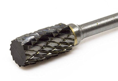 Benchmark Abrasives 1/8 Inch Cylinder Shape Double Cut Tungsten Carbide Die Grinder Bits Metal Deburring Tool Rotary Burr, 1/8 Inch Shaft, Engraving Tool for Woodworking Shaping Carving (SA- 51) - style: SA-51