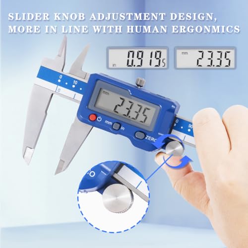 Dasqua 8”/200mm Digital Caliper, Stainless Steel Precision Measuring Tool with Advanced Dual Chip, Large LCD, Resolution 0.0005”/0.01mm, Accuracy ±0.001”/0.02mm - size: 0-8"