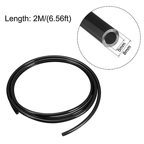 uxcell Pneumatic Air Tubing, 8mm(0.31") OD x 5mm(0.2") ID 2m(6.56ft) PU Polyurethane Air Compressor Tubing Hose Pipe Black