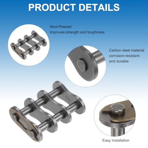 uxcell 8Pcs #80-2/16A-2 Double Roller Chain Connecting Links 25.4mm Pitch Carbon Steel Master Connector Link, Chain Master Links for 16A-2/#80-2 Chain - size: 25.4mm