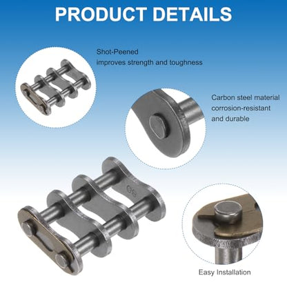 uxcell 8Pcs #80-2/16A-2 Double Roller Chain Connecting Links 25.4mm Pitch Carbon Steel Master Connector Link, Chain Master Links for 16A-2/#80-2 Chain - size: 25.4mm