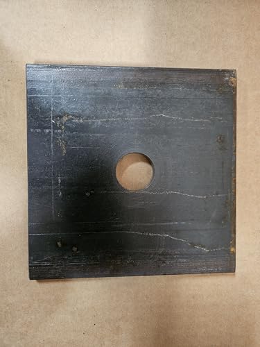 3/8" Thick, 5.5" x 5.5" Steel Square Plate w/Center Hole (1-1/8, Hole Size) - size: 1-1/8