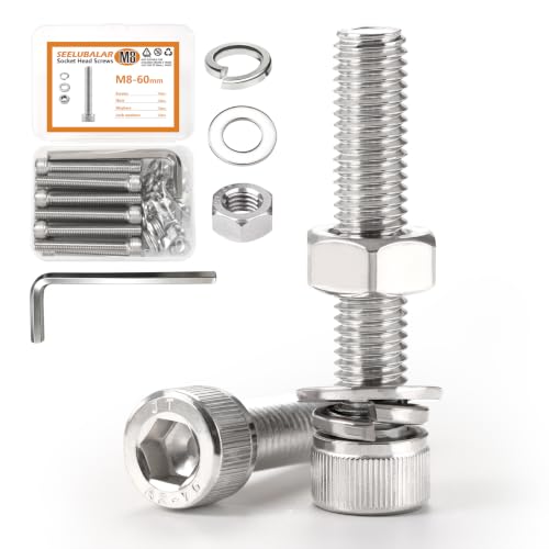 12 Sets Metric M8 Hex Socket Head Cap Screws Bolts Kit, M8-60mm Screws - size: M8 - 60mm