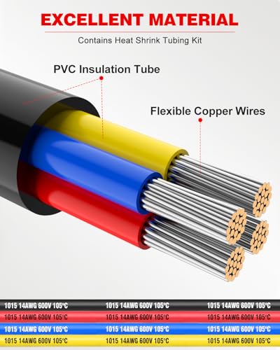 NAOEVO 16 Gauge Wire 4 Conductor, 16 Gauge Automotive Wire 12V Cable, 30FT - size: 30ft, style: 4C-16AWG