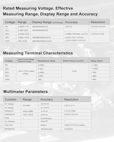 2-in-1 Insulation Resistance Meter 20GΩ/1000V
