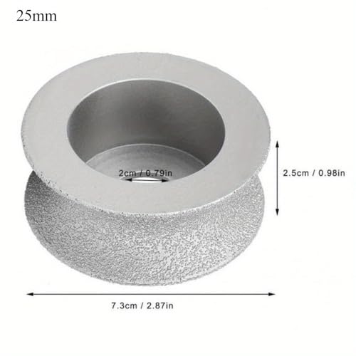 1PC Vacuum Brazed Diamond Grinding Disc of Half-Round Edge 75mm DIY Diamond Wheel Used Dry or Wet 10/15/20/25/30mm Available (20mm) - size: 20mm