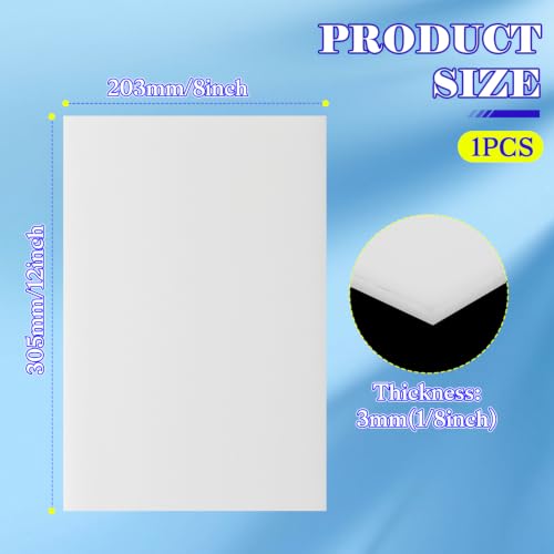 HDPE Sheet, 8" x 12", 1/8" (3mm) High Density Polyethylene Plastic Board - color: 1/8"(3mm) Thick, size: 8" x 12"