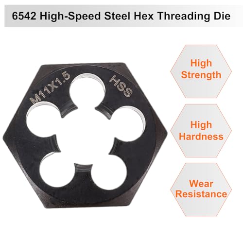 HARFINGTON Hex Threading Die M11 x 1.5 Metric Thread Right Hand High Speed Steel Rethreading Fixed Die Screw Cutting Tapping Repair Tool - size: M11 x 1.5