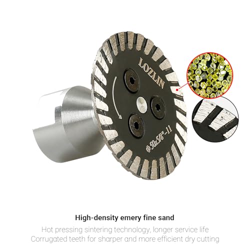 LOZLIN 50mm Diamond Saw Blade 5/8-11 Thread, Turbo Rim Cutting Disc for Granite Marble Concrete Stone, Compact Engraving Wheel for Angle Grinder Rotary Tool Power Drill