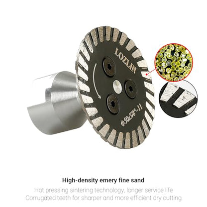 LOZLIN 50mm Diamond Saw Blade 5/8-11 Thread, Turbo Rim Cutting Disc for Granite Marble Concrete Stone, Compact Engraving Wheel for Angle Grinder Rotary Tool Power Drill