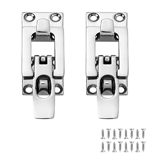 Marine Anti-Rattle Square Latches for Boat Door Hatch, Hold Down Clamp Latches, Lockable, Sturdy Construction, 316 Stainless Steel, with Screws
