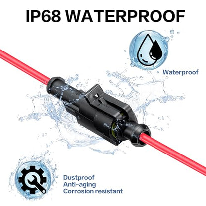 Lesnlok 1 Pin Connector Waterproof,16 AWG 1 Wire Connector, Automotive Electrical Connector with Heat Shrink Tubing, Automotive Truck, Marine Wire Connection, 6 Sets (16 AWG-1 Pin, 6) - style: 16 AWG-1 Pin