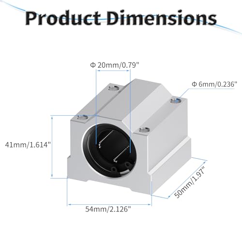 2 Pcs SCS20UU Linear Ball Bearings, 20mm ID, 50mm Length - size: SCS20UU