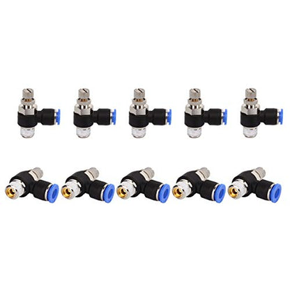 SNS 5/16"Tube OD x 1/4 NPT 90 Degree Elbow Air Flow Control Valve Push To Connect Fitting Speed control valve(10 PCS) JSC5/16-N02 - size: JSC5/16-N02