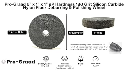 Nylon Fiber Deburring Wheel 6" x 1" x 1" 9P Hardness 180Grit - style: 6" x 1" x 1" 9P Hardness 180 Grit