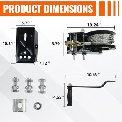 3500lbs Boat Trailer Winch, Heavy Duty Hand Winch with 33ft Cable - color: 3500 lbs Steel Cable