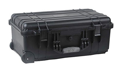 22" Rolling Weatherproof Equipment Case with Telescopic handle made of Polypropylene Plastic, Black with Foam Insert, 22" X 13.5" X 9" (NOTE Internal Dimensions: 19.75"×11"×7.6")