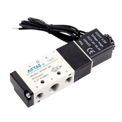 Solenoid Valve DC12V AirTAC 4V210-08 1/4"PT Outlet Wire Pneumatic Air 2 Position 5 Way Electric Single Coil Pilot-Operated - size: 1/4"PT, style: 4V210-08 DC12V Out of line