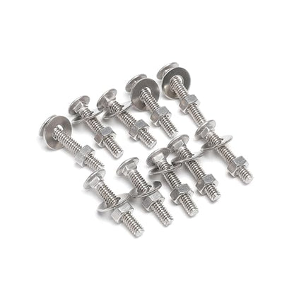 (10 Sets) 1/4-20 x 1-1/2" Carriage Bolts and Nuts Kit, Round Head Square Neck Screws, Stainless Steel 18-8 (304)