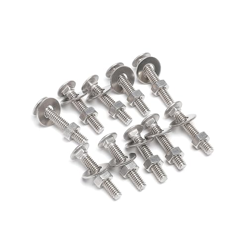 (10 Sets) 1/4-20 x 1-1/2" Carriage Bolts and Nuts Kit, Round Head Square Neck Screws, Stainless Steel 18-8 (304)