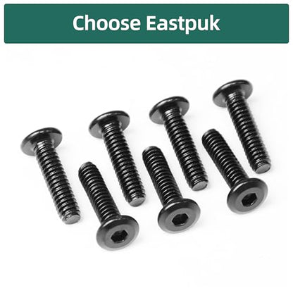 25Pcs M6 Bolts x 12/16/20/25/30mm Flat Head Hex Socket Cap Screws and Bolts Assortment Kit 304 Stainless Steel, Black Oxide Finish Furniture Bolt with Hex Key - size: M6 X 12/16/20/25/30mm