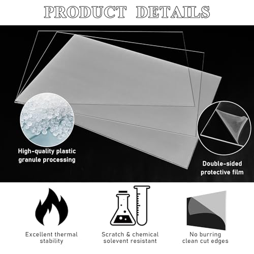 Roowest 2 Pcs 36 x 48 Inch, 1/8'' Clear Acrylic Sheet Large - size: 36 x 48 Inch, 1/8 Inch
