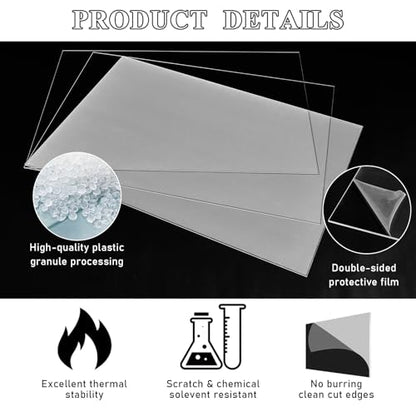 Roowest 2 Pcs 36 x 48 Inch, 1/8'' Clear Acrylic Sheet Large - size: 36 x 48 Inch, 1/8 Inch