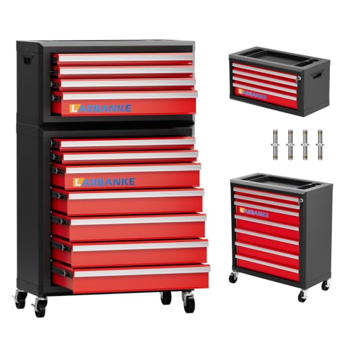 LARBANKE 11-Drawer Rolling Tool Chest with Wheels&Locks, Red Tool Cabinet - color: Red, size: 11 drawer tool chest