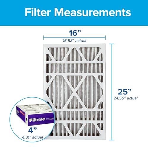 Filtrete 16x25x4 Air Filter, MERV 12, MPR 1550, 2 HVAC Filters - size: 16" x 25" x 25.7"