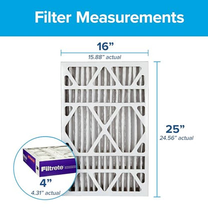 Filtrete 16x25x4 Air Filter, MERV 12, MPR 1550, 2 HVAC Filters - size: 16" x 25" x 25.7"