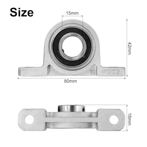 uxcell 4pcs KP002 Pillow Block Bearings 15mm Bore Bearing Units Zinc Alloy Flange Mounted Bearing Housing, P6(ABEC3) - size: KP002