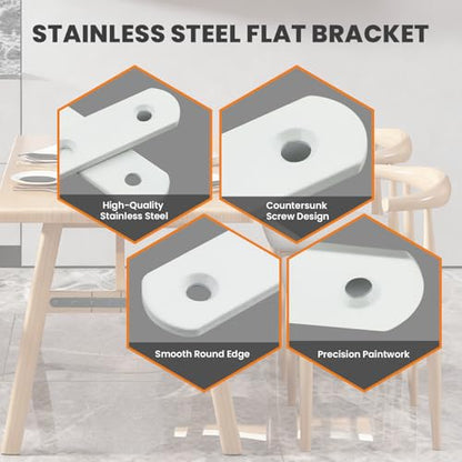 Alise Flat Bracket ,12 Inch White Mending Plate Flat Brace for Wood Shelves - color: White, size: 12 Inch