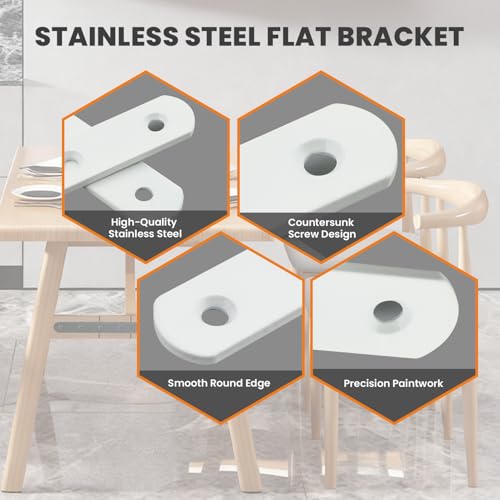 Alise Flat Bracket ,8 Inch White Mending Plate Flat Brace for Wood Shelves - color: White, size: 8 Inch