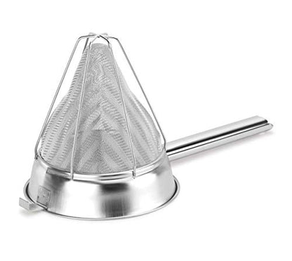 New Star Foodservice Reinforced Bouillon Strainer, 8-Inch, Fine Mesh, 18/8 Stainless Steel, Commercial Kitchen Strainer for Stocks, Sauces, Soups, and Purees (Pack of 6) - size: 8-Inch (Pack of 6)