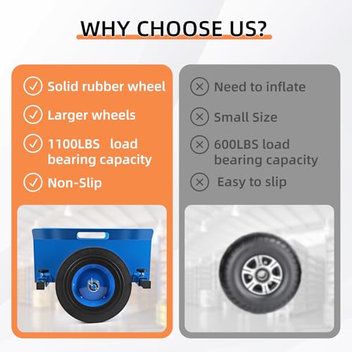 Heavy Duty Panel Dolly,10" Rubber Wheels Adjustable Drywall Cart - color: Blue