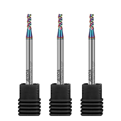 3pcs 1/16" Tungsten Carbide End Mills for Aluminum & Copper Alloys - size: 1/16 in