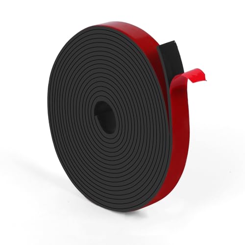 HooTown Adhesive Solid Rubber Strips, Self Neoprene Rubber Sheets Rolls Red - color: 1/16" Thick Adhesive, size: 0.5” W x 120" L