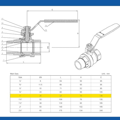 1 Inch 316 Stainless Steel Ball Valve NPT Full Port 2-Pack - size: 316 1" NPT F x M