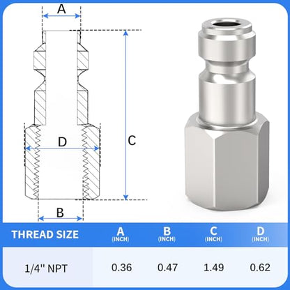 ChillWaves Automotive T-Style Air Plug, 1/4" NPT Female Pneumatic Plugs, Air Compressor Accessories Fittings(10-PACK) - size: 1/4" FNPT(1/4" Body)
