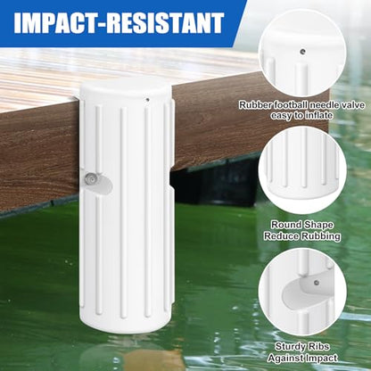 Dock Bumpers, Boat Dock Bumper Fender for Edge & Side, Marine-Grade PVC Fenders Guards for Docking, UV-Resistant, Edge Protection & Dock Guard, Includes 304 Stainless Hardware - 2PACK White - style: 2PACK-WHITE