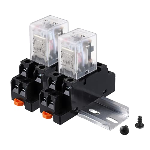 AC 110V/120V Electromagnetic Power Relay HH52P JQX-13FL 62PL Coil 8 Pin 10A DPDT LED Indicator with Plug-in Terminal Socket and DIN Slotted Aluminum Rail - size: 8Pin-10A-AC110V