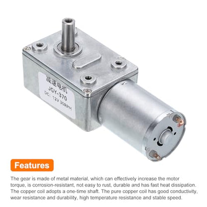 MECCANIXITY DC 12V High Torque Turbine Worm Geared Motor with 6mm Shaft 35RPM Geared Motor Gear Box Reduction Motor for Boat, Car, Fan, Home Appliance - style: 35 RPM